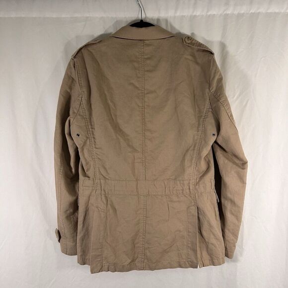 H.E. by Mango Linen Blend Jacket Women's Small Beige Button Up Front Pockets - Picture 6 of 9